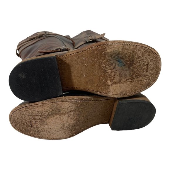 Heritage 7.5M Brown Distressed Leather Buckle Knee High Riding Boots - Picture 8 of 9